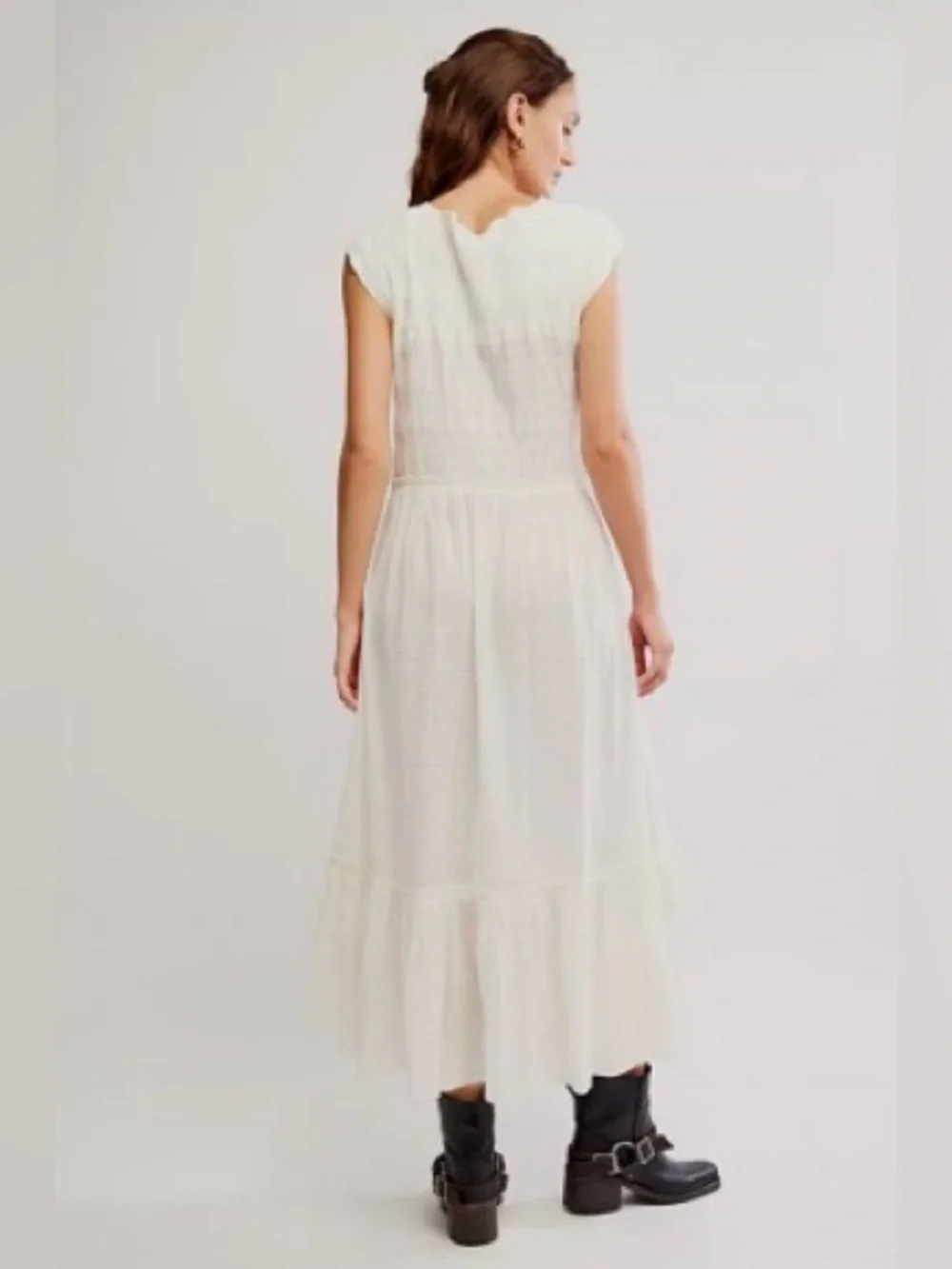 FREE PEOPLE Desert Dazed Dress /White Button-Front Maxi Dress size extra large - Picture 9 of 15